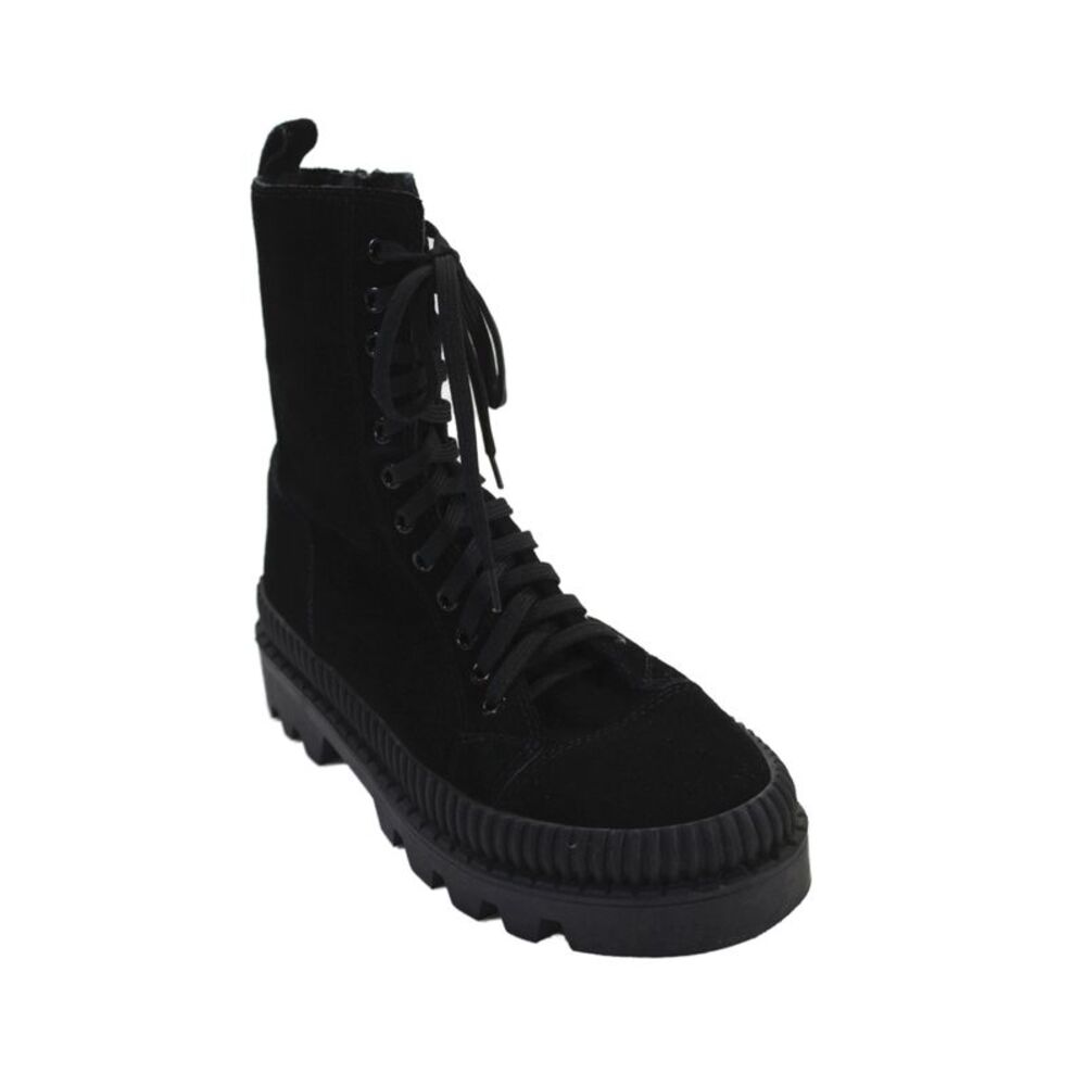 Silent D Womens Suede Cap Toe High Top Combat Boots Shoes Black Size 10